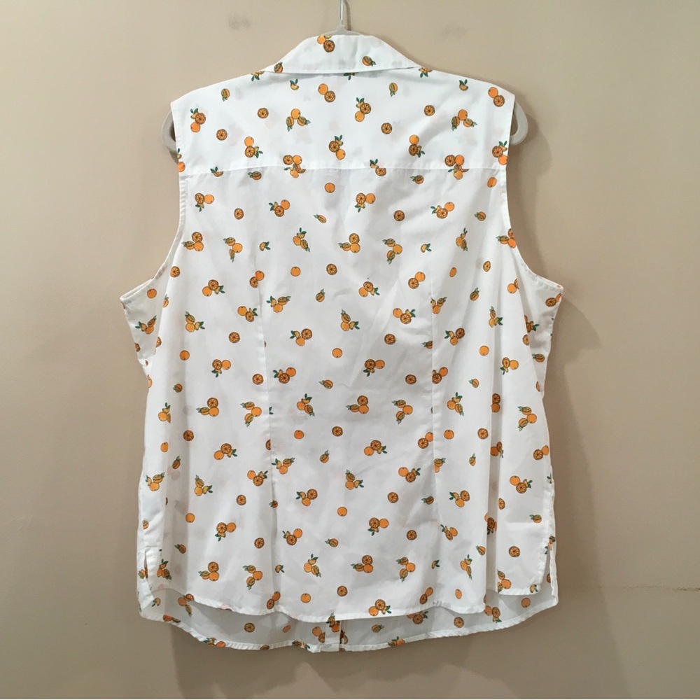 Vtg Basic Editions White Orange Button Down Tank … - image 2